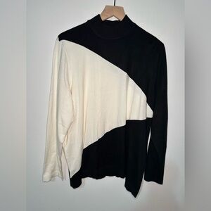 Chico's Colorblock Mock Neck Long Sleeves Sweater Size 4 US XXL Basic Minimalist
